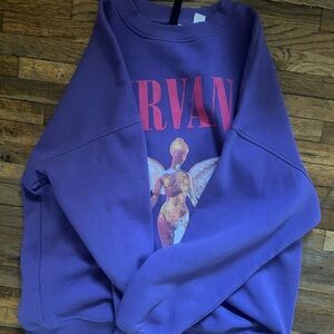 H&M purple sweatshirt nirvana